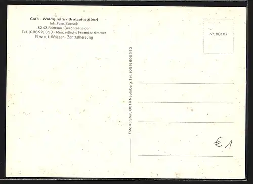 AK Ramsau /Berchtesgaden, Café Waldquelle und Wasserspiele