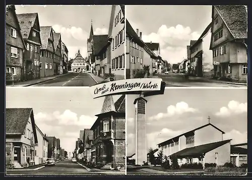 AK Renningen /Württ., Strassenpartie mit Bürgerhäusern