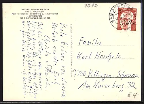 AK Huzenbach, Gasthof-Pension zur Rose