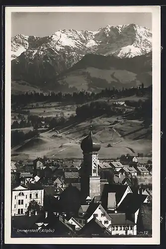 AK Immenstadt, Blick zum Ort mit Daumengruppe