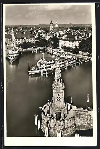 AK Lindau /Bodensee, Hafen mit Dampfern