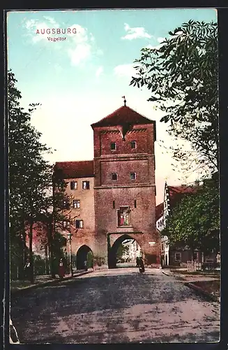 AK Augsburg, Strassenpartie am Vogeltor