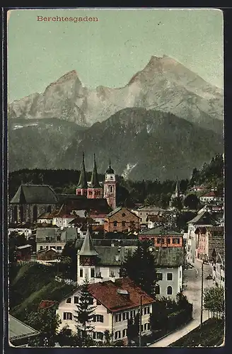 AK Berchtesgaden, Ortspartie mit Strasse