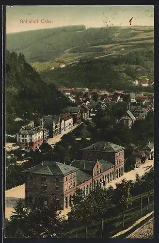 AK Calw, Blick auf den Bahnhof