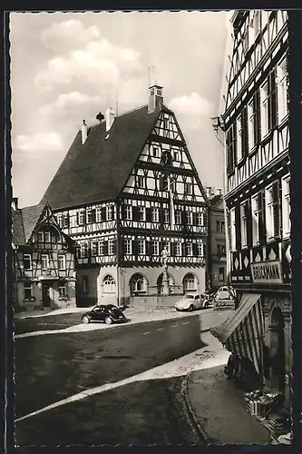 AK Leonberg, Marktplatz mit Geschäft Bruckmann