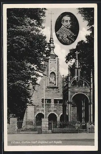 AK Lützen, Gustav-Adolf-Denkmal mit Kapelle