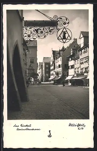 AK Lindau, Maximilianstrasse mit Gasthaus am Sünfzen