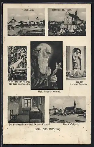 AK Altötting, Basilika St. Anna, Heiliger Bruder Konrad, Sterbezelle