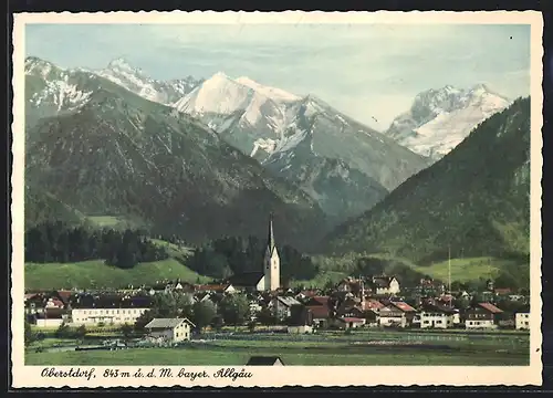 AK Oberstdorf, Gesamtansicht mit Alpen