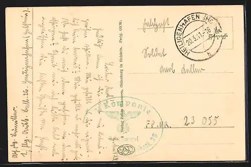 AK Flugboot mit  am Heck nach der Landung, Staffel steht startbereit