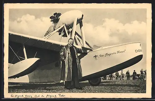 AK Wasserflugzeug Das fliegende Kreuz und der Pater, Dornier Do 12