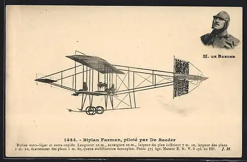 AK Biplan Farman pilote par De Baeder