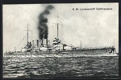 AK S.M. Linienschiff Ostfriesland auf hoher See