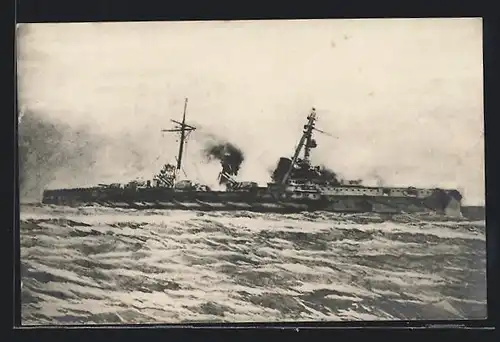 AK Kriegsschiff S.M.S. Blücher im Sinken begriffen