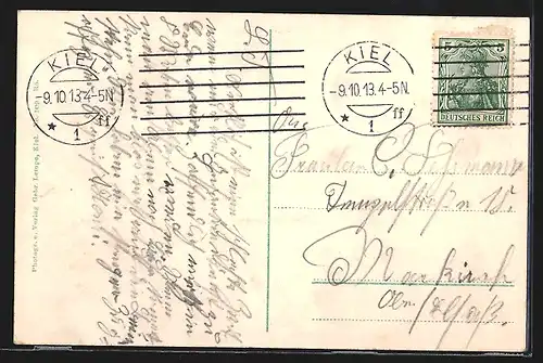 AK Kriegsschiff SMS München, Gesamtansicht