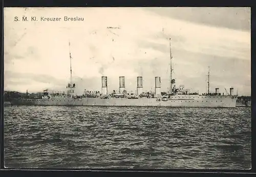 AK Kriegsschiff Kleiner Kreuzer Breslau