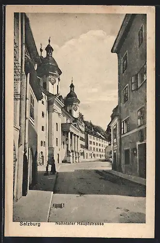 AK Salzburg, Nonntaler Hauptstrasse mit Kirchen