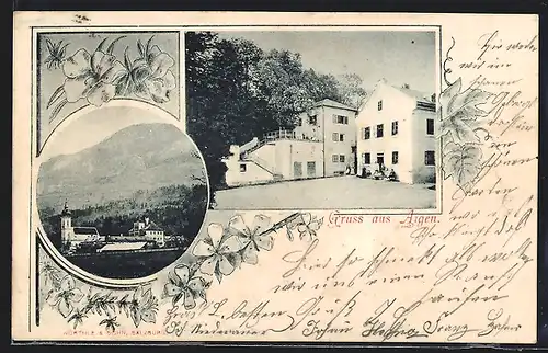 AK Salzburg-Aigen, Gasthaus, Ortspartie