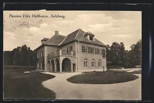 AK Salzburg, Pension Villa Hellbrunn mit Anlagen