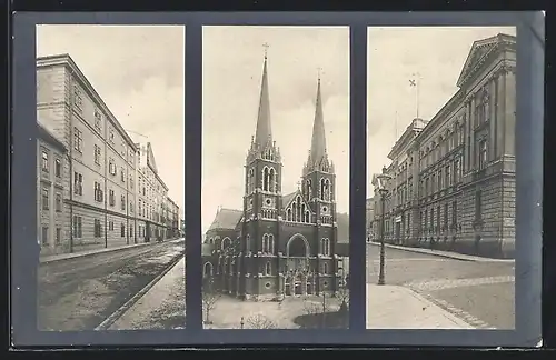 AK Salzburg, Strassenansicht, Kirche