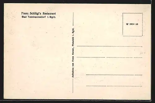 AK Bad Tatzmannsdorf, Franz Schlögls Restaurant