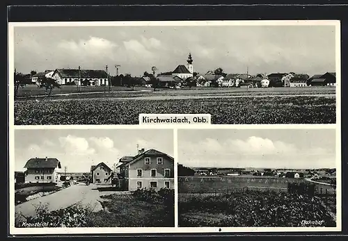 AK Kirchwaidach /Obb., Kreuzbichl, Bahnhof, Ortspanorama