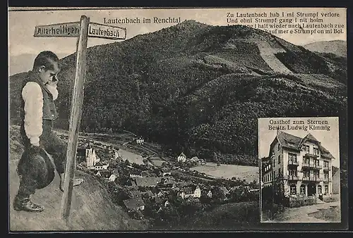 AK Lautenbach, Gesamtansicht mit Gasthof zum Sternen, Inh. Ludwig Kimmig