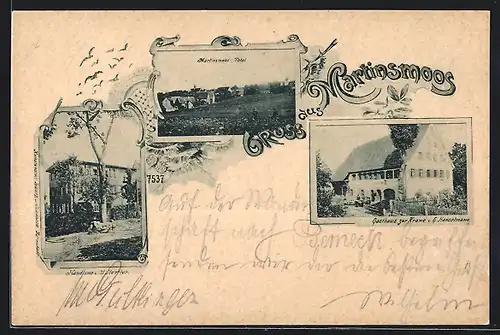 AK Martinsmoos, Gasthaus zur Krone, Handlung von U. Hertter, Totalansicht