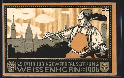 Künstler-AK Weissenhorn, Gewerbeausstellung 1908, 25 jähr. Jubil.
