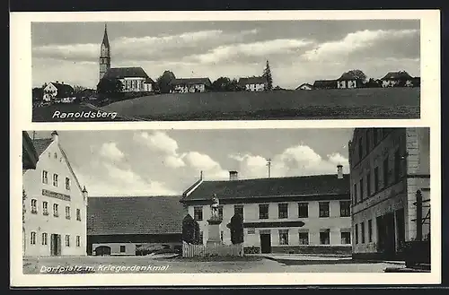 AK Ranoldsberg, Dorfplatz mit Kriegerdenkmal