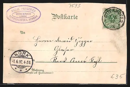 Lithographie Ottenhöfen, Gasthof zur Linde, Mummelsee