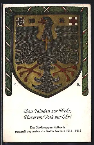 AK Rottweil, Nagelung vom Stadtwappen zugunsten des Roten Kreuzes 1915-1916