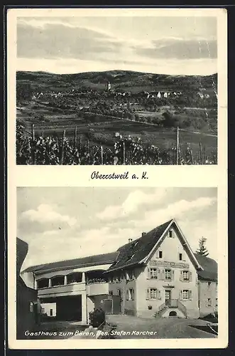 AK Oberrotweil a. K., Gasthaus zum Bären, Ortsansicht mit Kirche