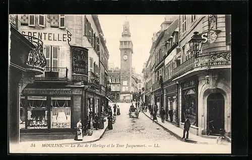 AK Moulins, La Rue de l`Horloge et la Tour Jacquemart