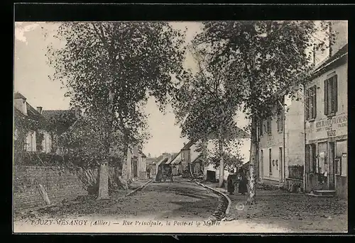 AK Pouzy-Mesangy, Rue Principale, la Poste et la Mairie