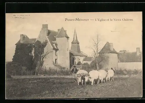 AK Pouzy-Mesangy, l'Eglise et le Vieux Chateau