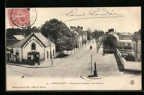 AK Lurcy-Levy, Boulevard Gambetta a vol d'oiseau