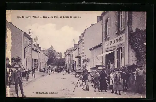 AK Jaligny, Rue de la Poste et Route du Donjon