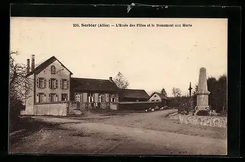 AK Sorbier, L`Ecole des Filles et le Monument aux Morte