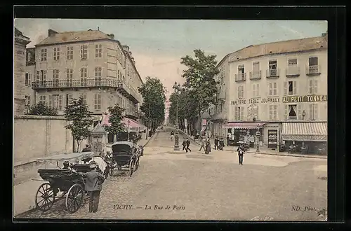 AK Vichy, La Rue de Paris, Strassenpartie