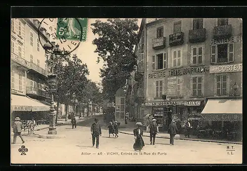 AK Vichy, entrée de la rue de Paris, Geschäfte