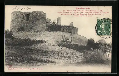 AK Montaigu-le-Blin, Ruines du Château féodal de Montaigut-le-Blin