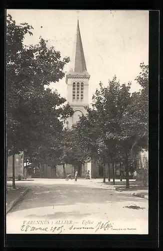 AK Varennes-sur-Allier, l`Eglise vue à travers les arbres
