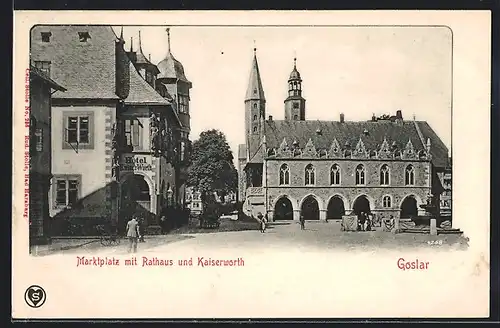 AK Goslar, Marktplatz mit Rathaus und Kaiserworth