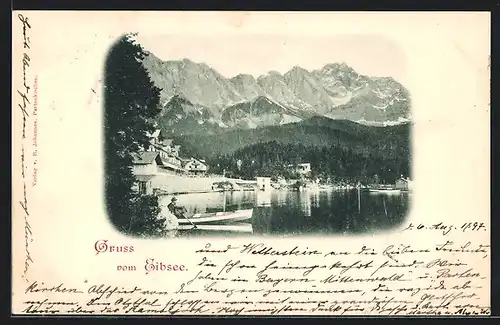 AK Eibsee, Hotels am See mit Gebirgskette