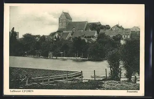 AK Lychen, Stadtansicht über den See