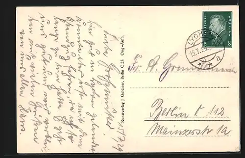 AK Lychen, Stadtansicht über den See