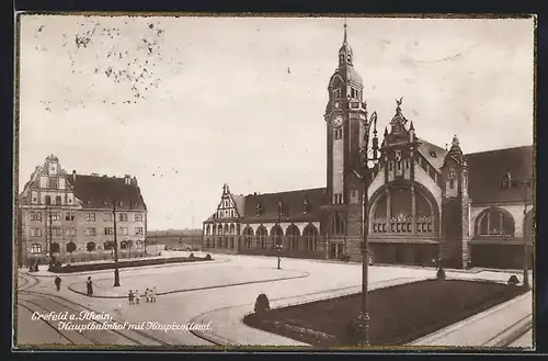 AK Crefeld, Hauptbahnhof mit Hauptzollamt