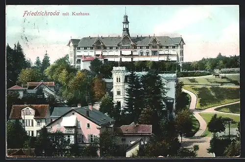 AK Friedrichroda, Teilansicht mit Kurhaus