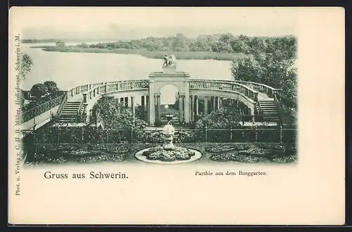 AK Schwerin i. M., Partie aus dem Burggarten